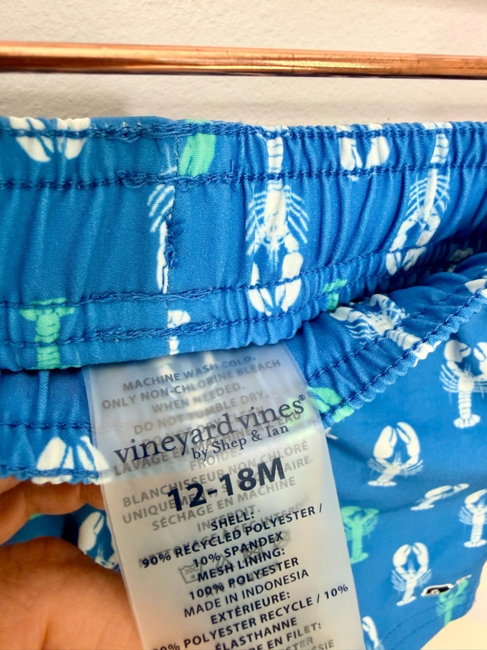 Vineyard Vines Blue Lobster Swim Trunks with Green Accents - Picture 4 of 5